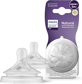 Philips Avent Natural Response Bottle Teat - 2 x Baby Bottle Flow 4 Teats for Babies Aged 3+ Months, BPA Free (Model SCY964/02)