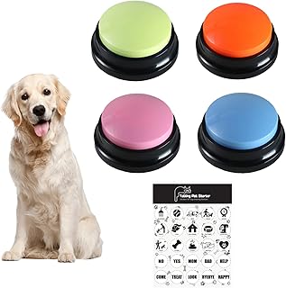 TITA-DONG 4Pcs Dog Button Pet Communication Button, Recordable Dog Training Buttons Dog Speaking Buttons, Dog Training Answer Buzzer Talking Buttons for Dogs Pet Cat Training Family Games