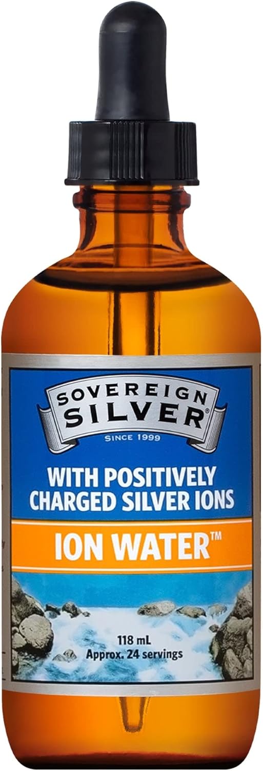 Sovereign Silver - Ion Water – 99.99% Pure – Only 2 Ingredients – No Added Silver Compounds - Easily Absorbed & Utilised in The Body - Concentrated 10ppm - 118ml Dropper Top-0