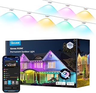 Govee Permanent Outdoor Lights 30M, Smart RGBIC Outdoor Lights with 72 Scene Modes, Work with Alexa, Google Assistant, 72 LED Eaves Lights IP67 Waterproof for Party, Eaves Decoration