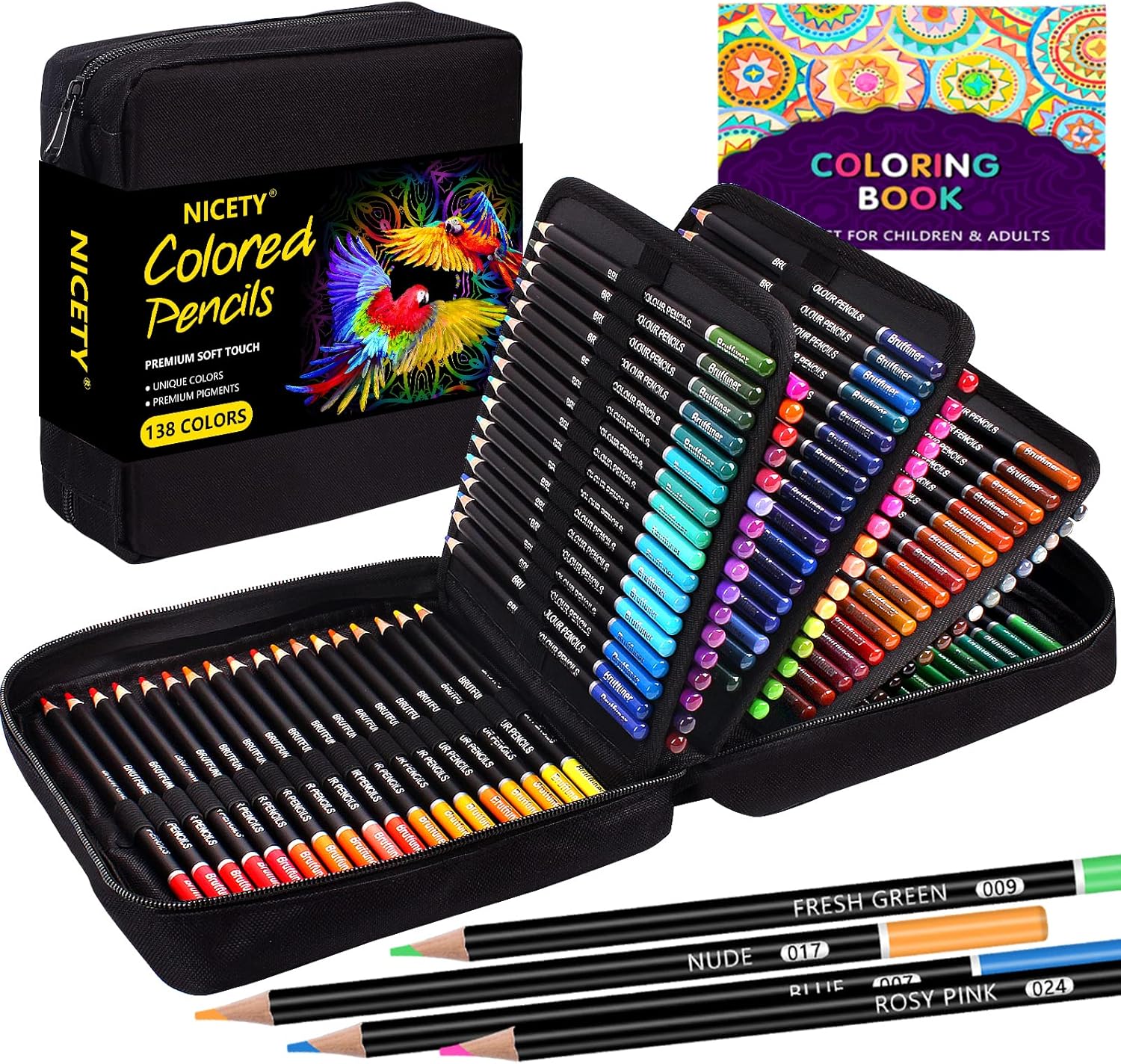 NICETY 138 Colouring Pencils Art Set - Coloured Pencils for Adults Artist Children Professional Pencils Perfect for Drawing Colouring, in Zipper Case-0