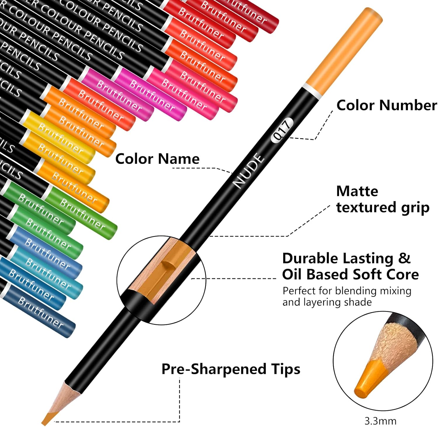 NICETY 138 Colouring Pencils Art Set - Coloured Pencils for Adults Artist Children Professional Pencils Perfect for Drawing Colouring, in Zipper Case-2