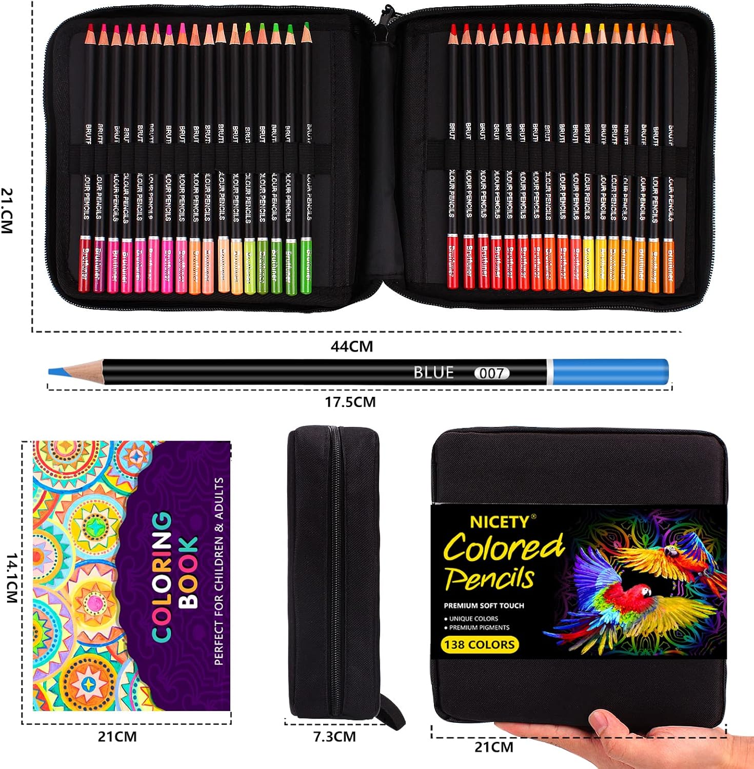 NICETY 138 Colouring Pencils Art Set - Coloured Pencils for Adults Artist Children Professional Pencils Perfect for Drawing Colouring, in Zipper Case-5