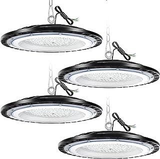 ZXICH 100W UFO LED High Bay Light,10000LM Industrial UFO Lamp, 6000K-6500K Daylight White LED Warehouse Lighting, IP65 Waterproof Commercial Bay Lighting Shop Area Workshop Garage (4 Pack, 100W)