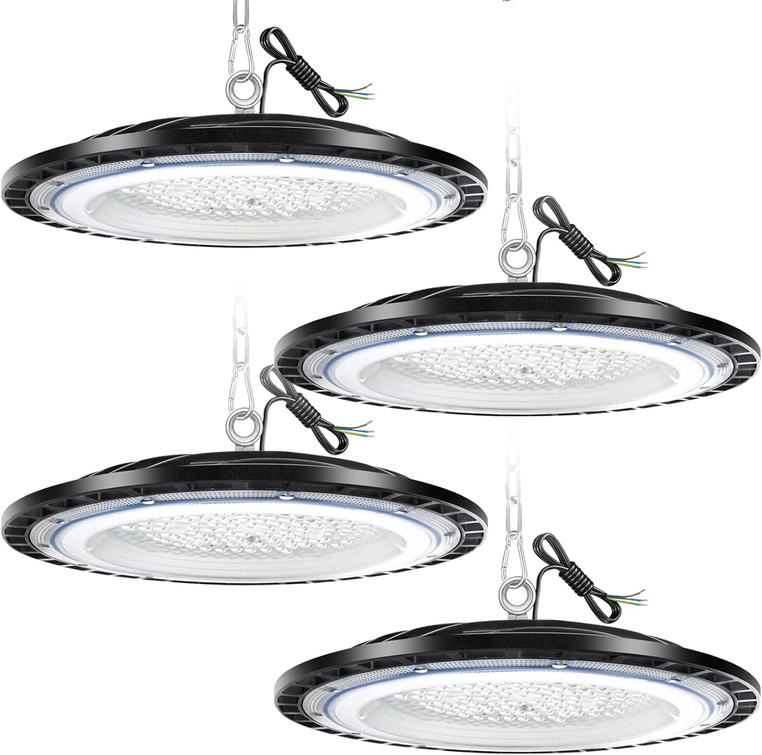 ZXICH 100W UFO LED High Bay Light,10000LM Industrial UFO Lamp, 6000K-6500K Daylight White LED Warehouse Lighting, IP65 Waterproof Commercial Bay Lighting Shop Area Workshop Garage (4 Pack, 100W)-0