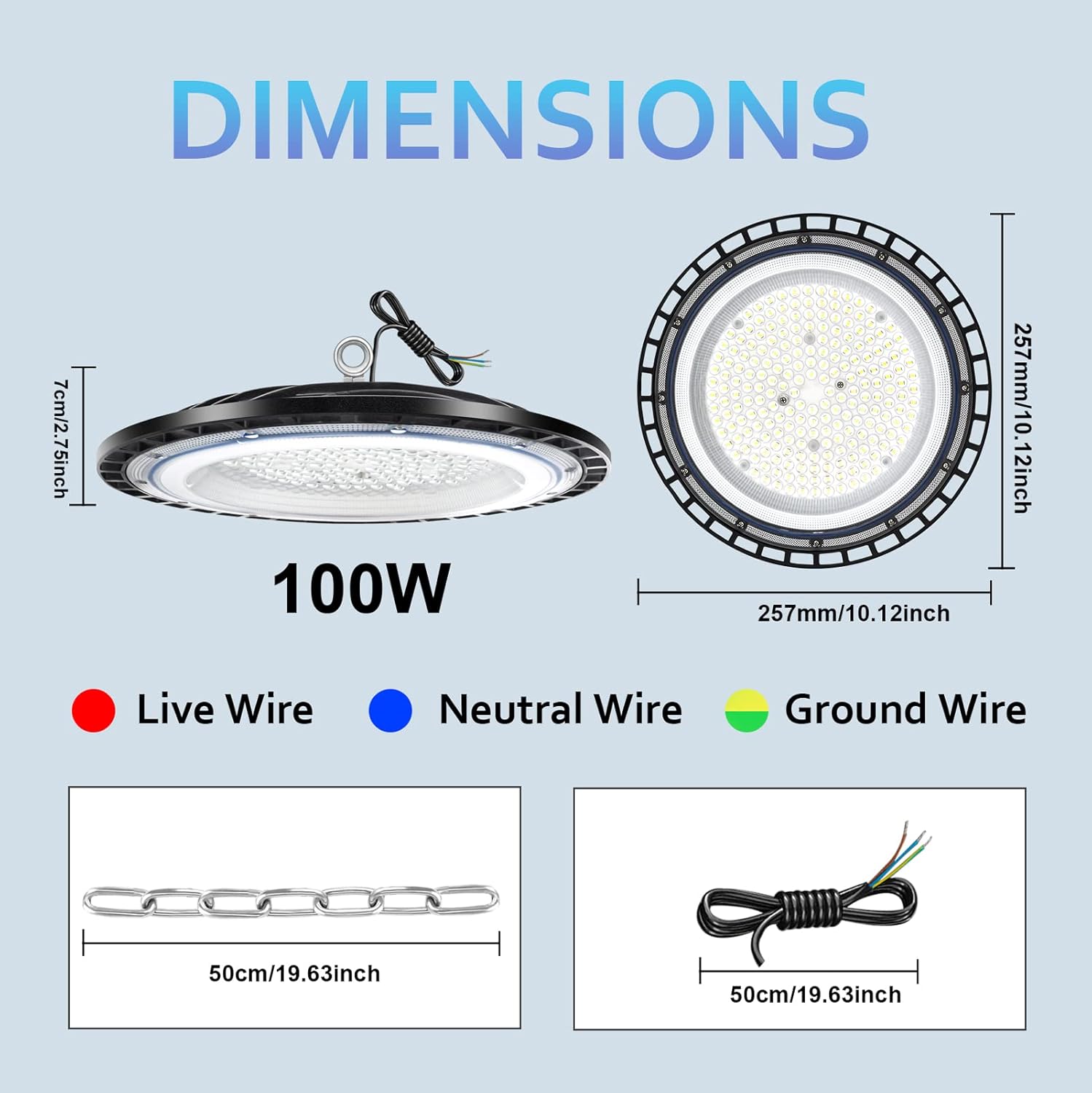 ZXICH 100W UFO LED High Bay Light,10000LM Industrial UFO Lamp, 6000K-6500K Daylight White LED Warehouse Lighting, IP65 Waterproof Commercial Bay Lighting Shop Area Workshop Garage (4 Pack, 100W)-1