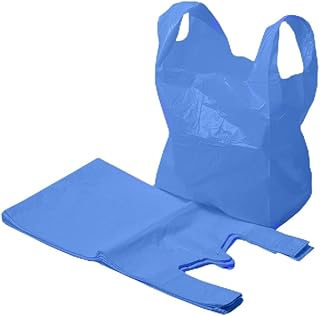 Ferris FERRIS | 200pk Strong Large Blue Vest Carrier Bags with Handles | Multi-Purpose Heavy Duty Plastic Bags 11 x 17 x 21 | Use for Shopping, Market-Stalls, Takeaway, Groceries or General use in Kitchen