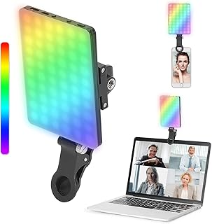 Newmowa RGB LED Video Light for iPhone/Tablet/Laptop, 360° Full Color CRI95+ Dimmable 2500K-8500K LED Panel Light, 2000mAh Rechargeable Portable Light for Selfie, Makeup, Video Conference