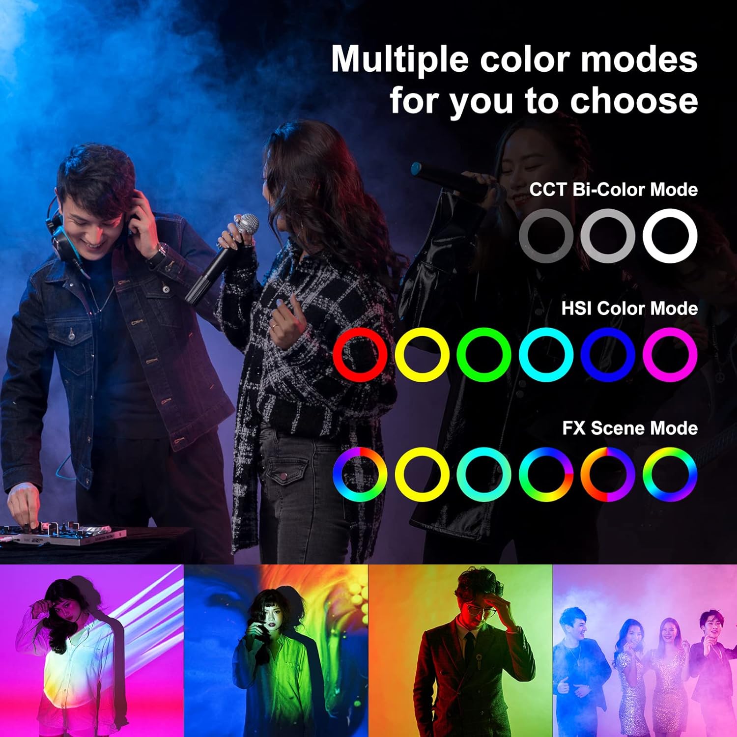 Newmowa RGB LED Video Light for iPhone/Tablet/Laptop, 360° Full Color CRI95+ Dimmable 2500K-8500K LED Panel Light, 2000mAh Rechargeable Portable Light for Selfie, Makeup, Video Conference-3