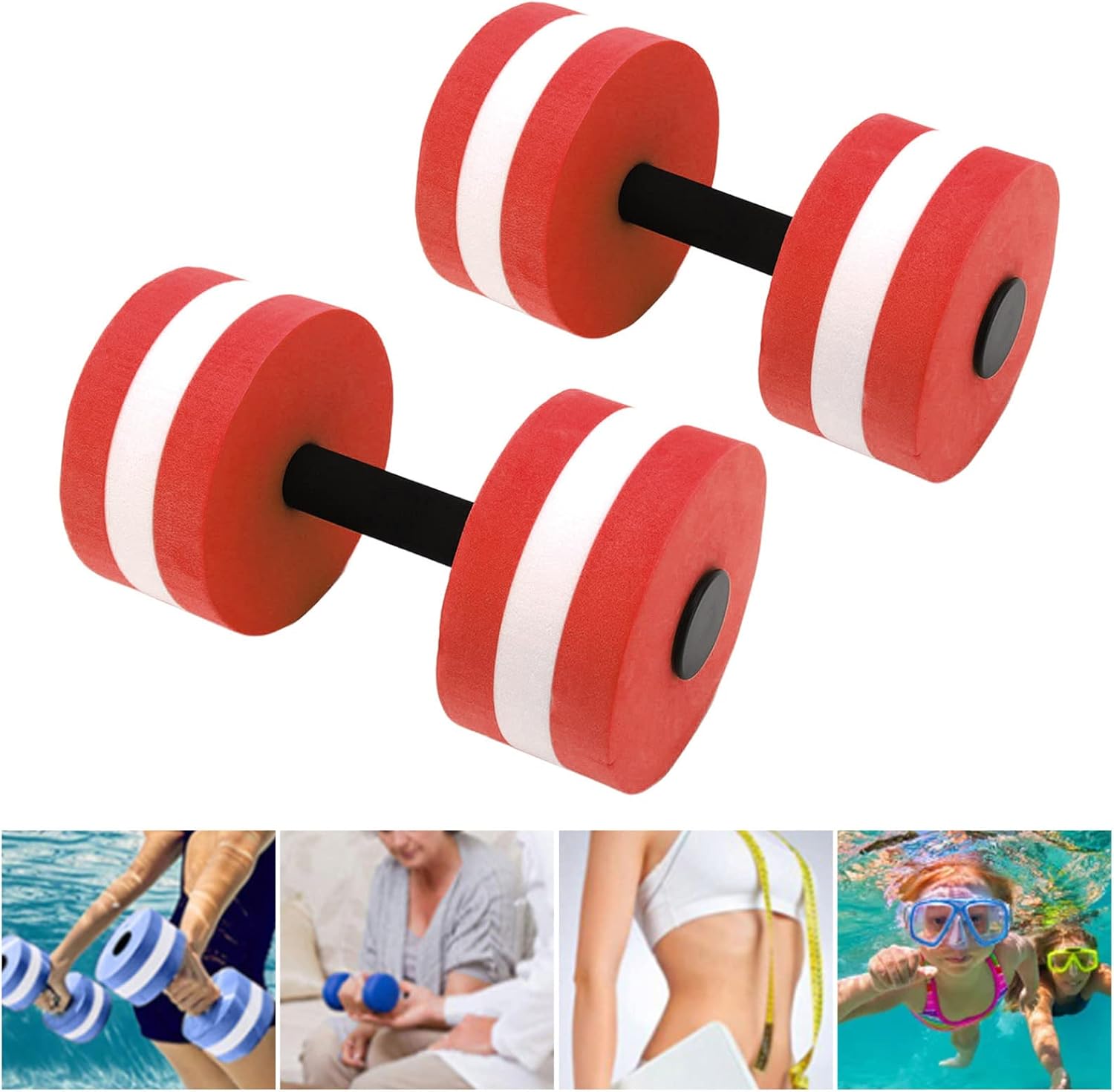 TITA-DONG 2pcs Water Floating Dumbbells, EVA Water Aerobic Exercise Foam Dumbbells, Aquatic Aerobics Foam Dumbbell Equipment for Swimming Pool-4