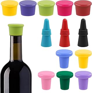 GLARKS Wine Stoppers Assortment Kit, 13Pcs Silicone Bottle Sealer with 3 Types, Multiple Colors, Food Grade, Reusable, Easy to Use and Clean, for Wine Bottle Supplies