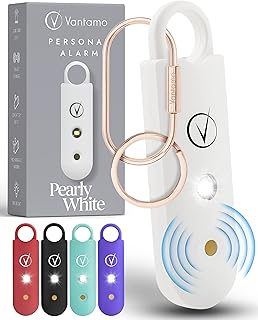 Vantamo Personal Alarm for Women - Extra Loud Double Speakers, First with Low Battery Notice with Strobe Light, Rechargeable - Safety Alarm Keychain