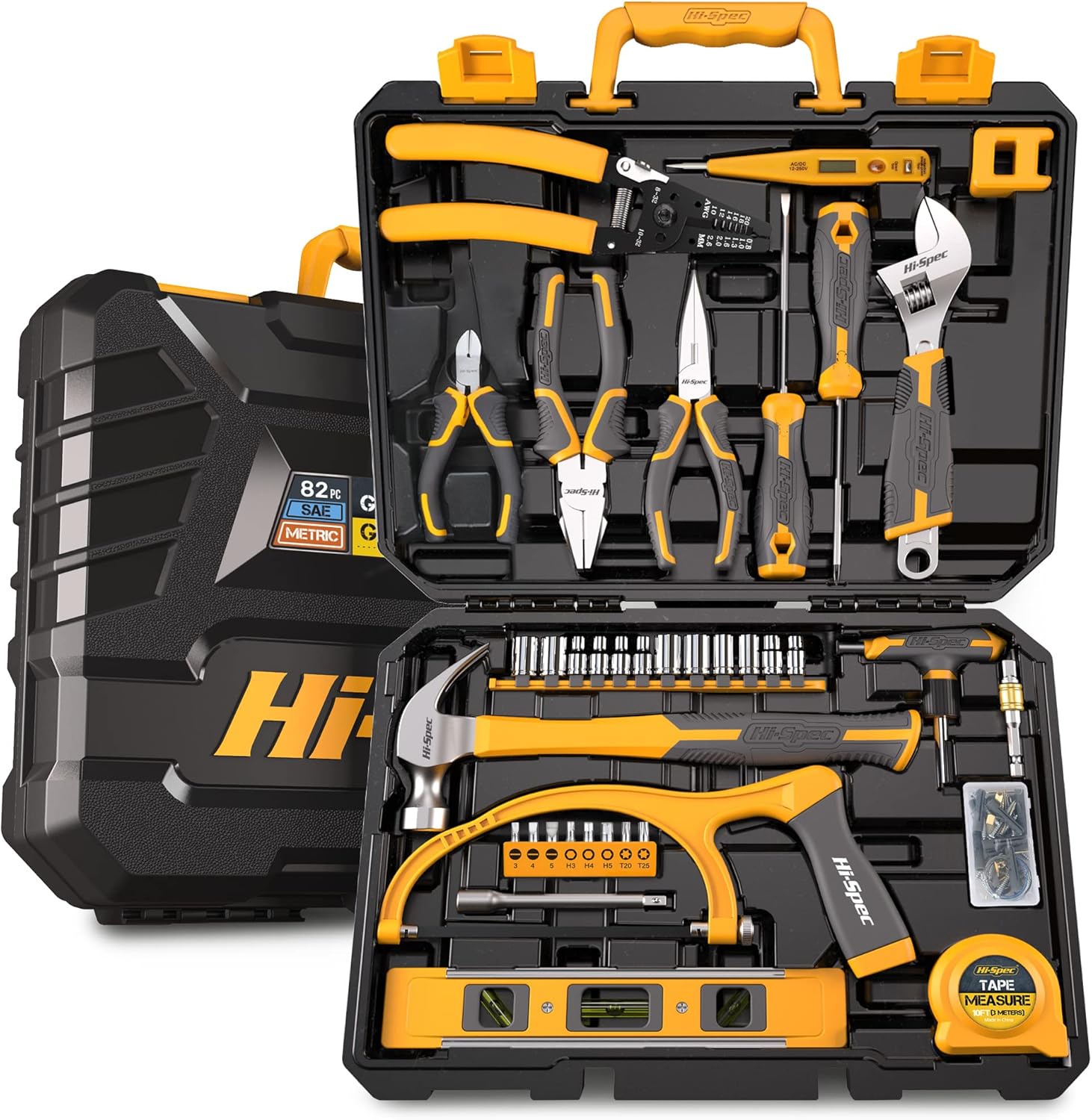 Hi-Spec 82-Piece Home Repair Tool Kit Set .Essential Hand Tools for DIY Repairs, Home Maintenance, and Auto Care-0