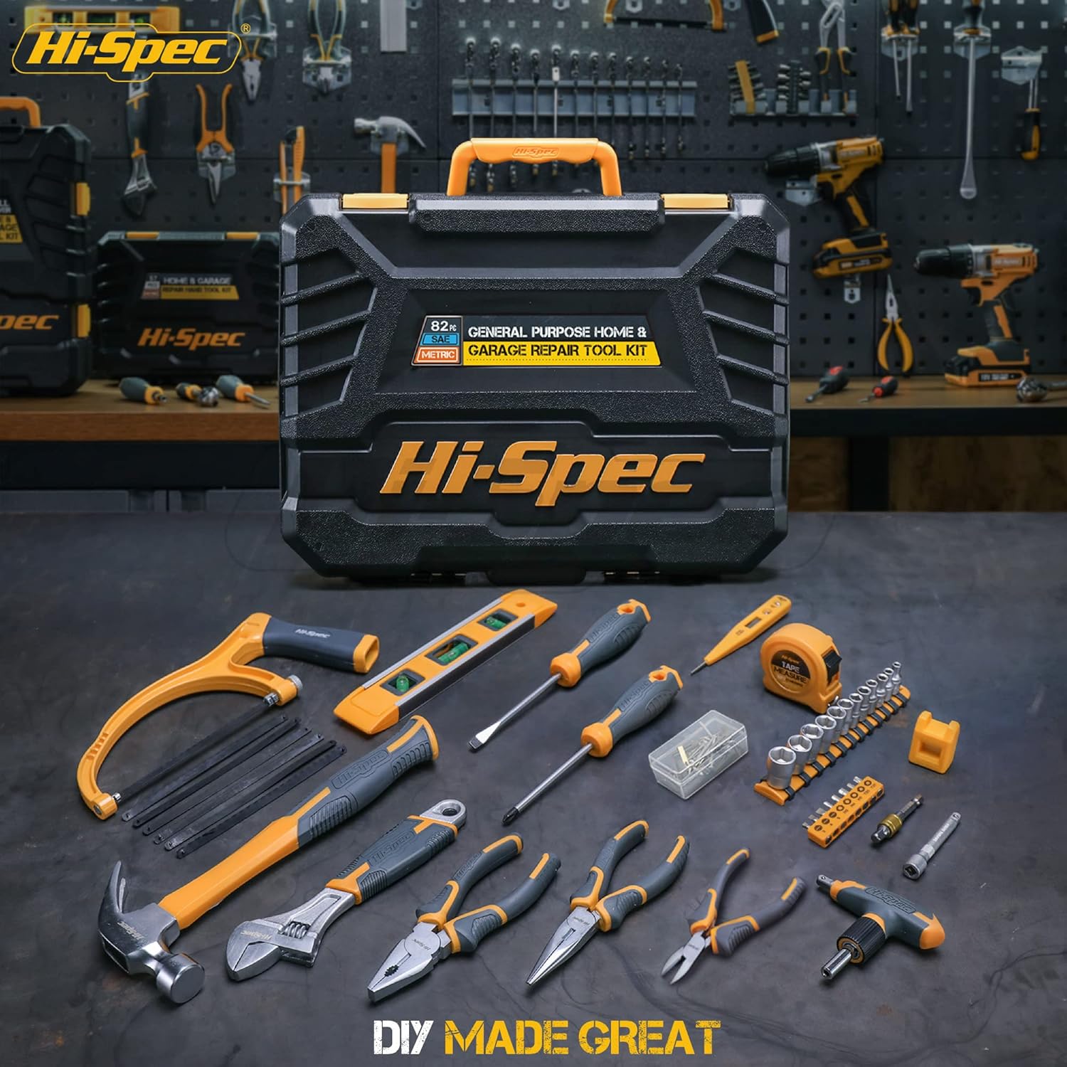 Hi-Spec 82-Piece Home Repair Tool Kit Set .Essential Hand Tools for DIY Repairs, Home Maintenance, and Auto Care-6