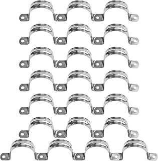 22Pcs Pipe Strap Clamp Holder M20mm Stainless Steel Brackets Saddle Clip U Shaped Clips Straps Two Hole Tube Strap Tension Clips Hose Clamp for Anchor Water Pipe Wooden Panels