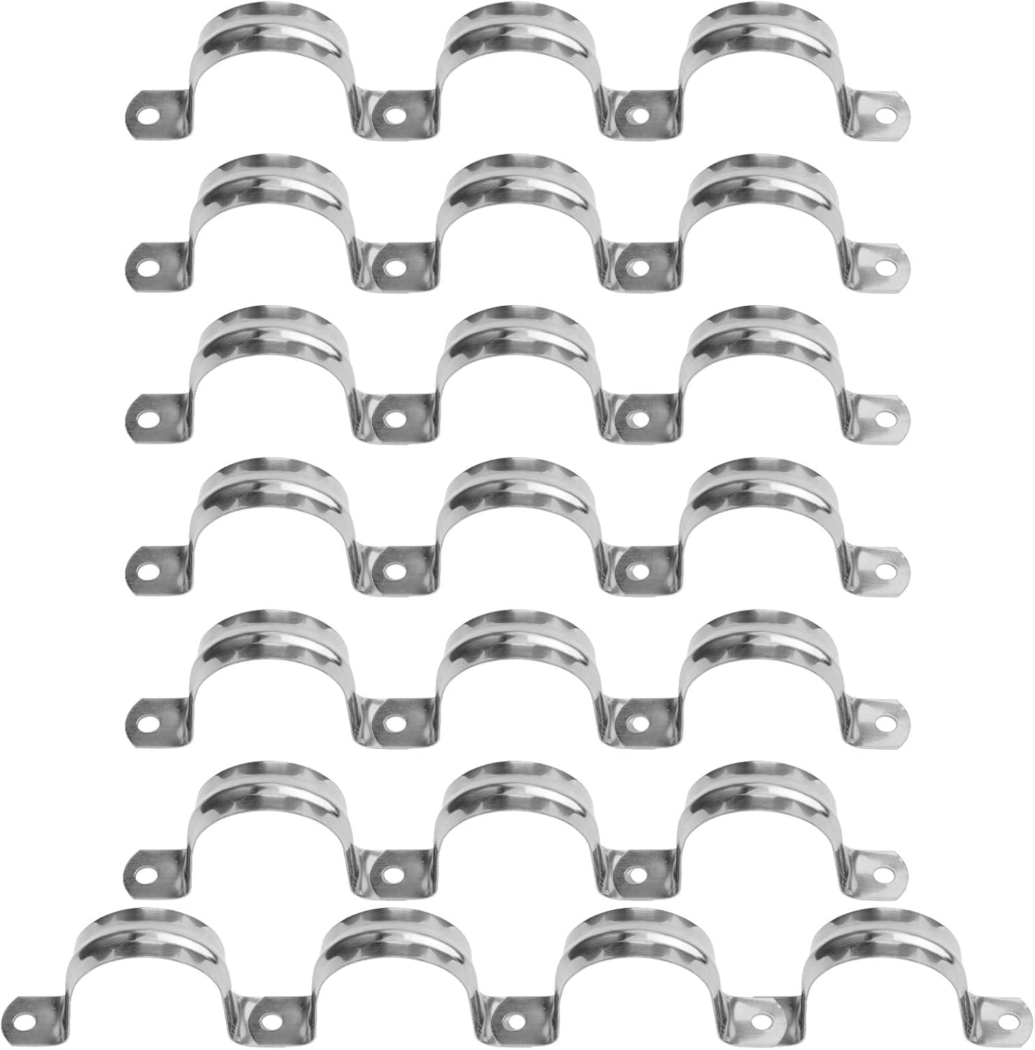 22Pcs Pipe Strap Clamp Holder M20mm Stainless Steel Brackets Saddle Clip U Shaped Clips Straps Two Hole Tube Strap Tension Clips Hose Clamp for Anchor Water Pipe Wooden Panels-0