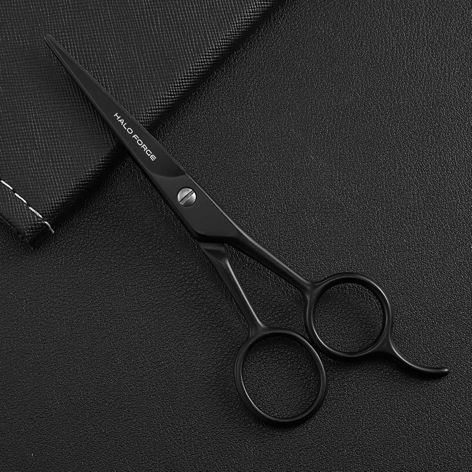 HALO FORGE Beard & Mustache Scissors - Small Straight Stainless Steel Precision Trimming Blade - Sharp Grooming Shears for Personal Care Hair Facial Body - Gift for Women Men - 5.5 Inch-5