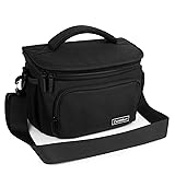 Cwatcun Compact Camera Bag Single Shoulder Crossbody Bag Camera Case Compatible for Canon Nikon Sony SLR DSLR Mirrorless Cameras and Lenses Water Resistant Camera Bag（Medium，Black ）