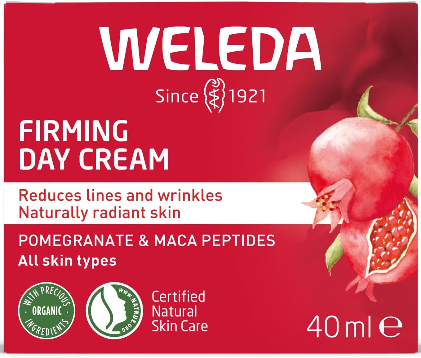 WELEDA Organic Firming Day Cream - Natural Cosmetics Natural Anti Ageing Face Cream with Pomegranate Seed Oil & Maca Peptides Moisturising Cream Reduces Wrinkles & Increases Elasticity/Elasticity (1-1