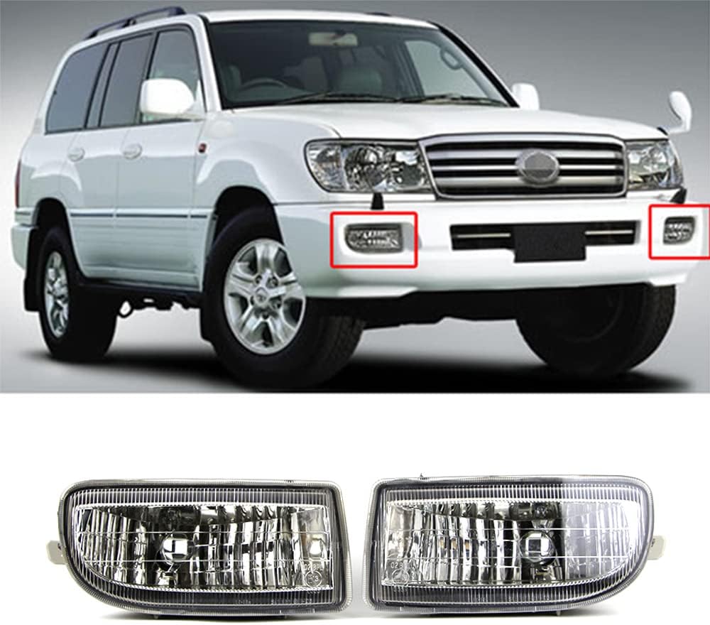 Dreamseek LED Fog Lamps for Toyota Land Cruiser FJ100 1998-2007 Front Bumper Driving Light OE Style Clear Lens with Bulb-0