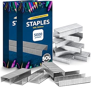 10000pk Staples 26/6 Standard Fit | 26/6mm Staples for Desktop Staplers and Pliers | 26/6 Staples 26/6mm | Office and School Stationary Supplies 26/6 Staples 10000 | 26/6mm Staple + SOL Sticker