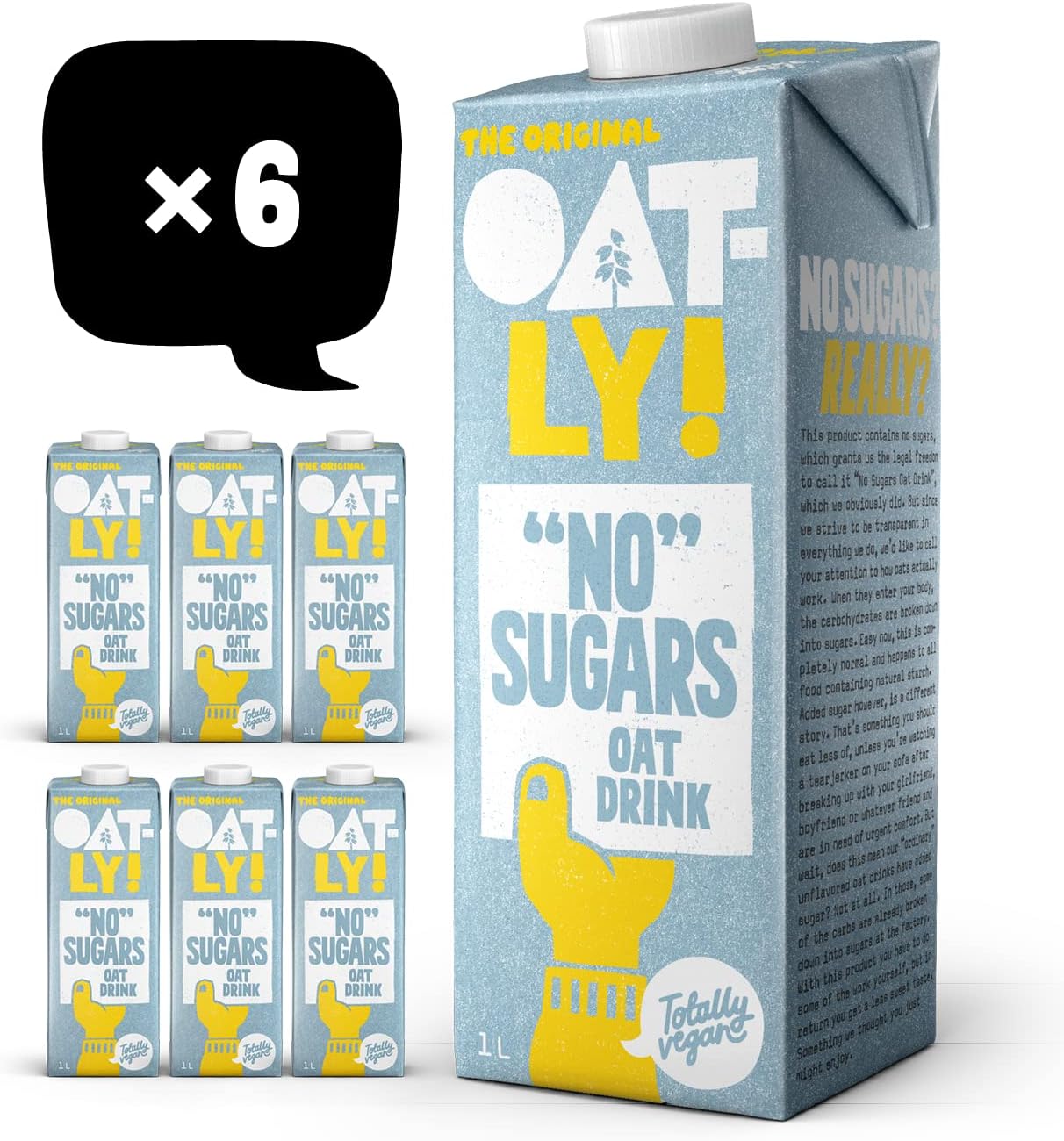 Oatly "No" Sugars Oat Drink 1 Litre (Pack of 6)-0