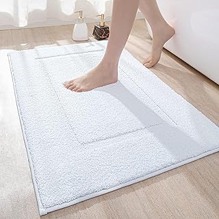 DEXI Bath Mat 40 x 60 cm, Non Slip Bathroom Mat, Soft Microfiber and Super Absorbent Bath Mats for Bathroom, Machine-Washable Bathroom Rug, White