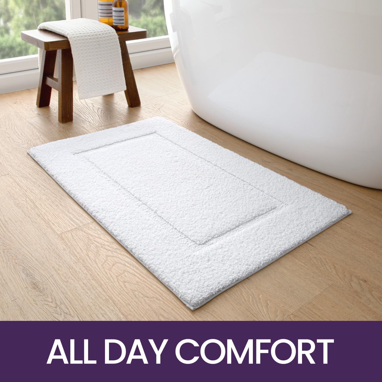 DEXI Bath Mat 40 x 60 cm, Non Slip Bathroom Mat, Soft Microfiber and Super Absorbent Bath Mats for Bathroom, Machine-Washable Bathroom Rug, White-7