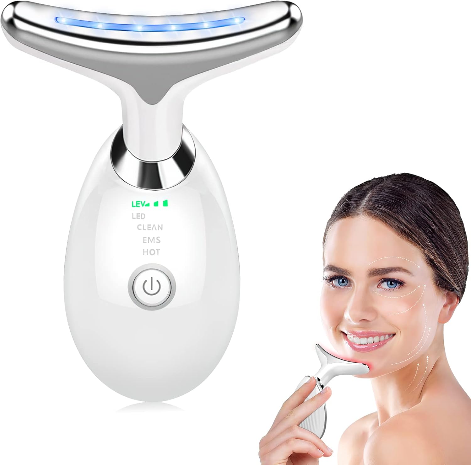 Face Massager 7 Color Facial Massage Anti-Aging Facial Neck Eye Device 7 Mode with 45°C Heat Face Toning Device Skin Care Tools for Women and Man (7 Color Mode)-7