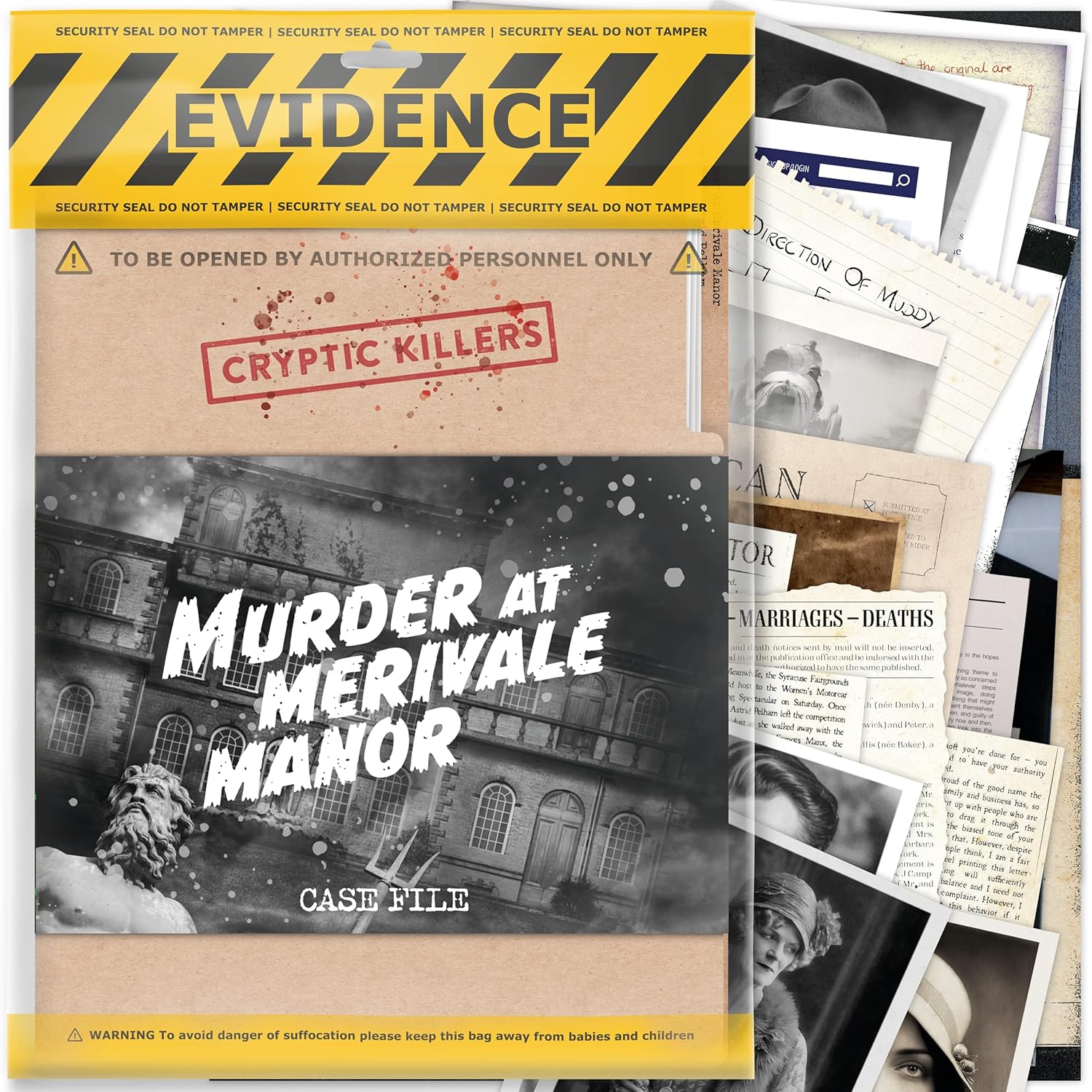 Cryptic Killers Unsolved murder mystery game - Cold Case Files Investigation Detective Evidence & Crime File - individuals, date nights & party games- Murder at Merivale Manor-0