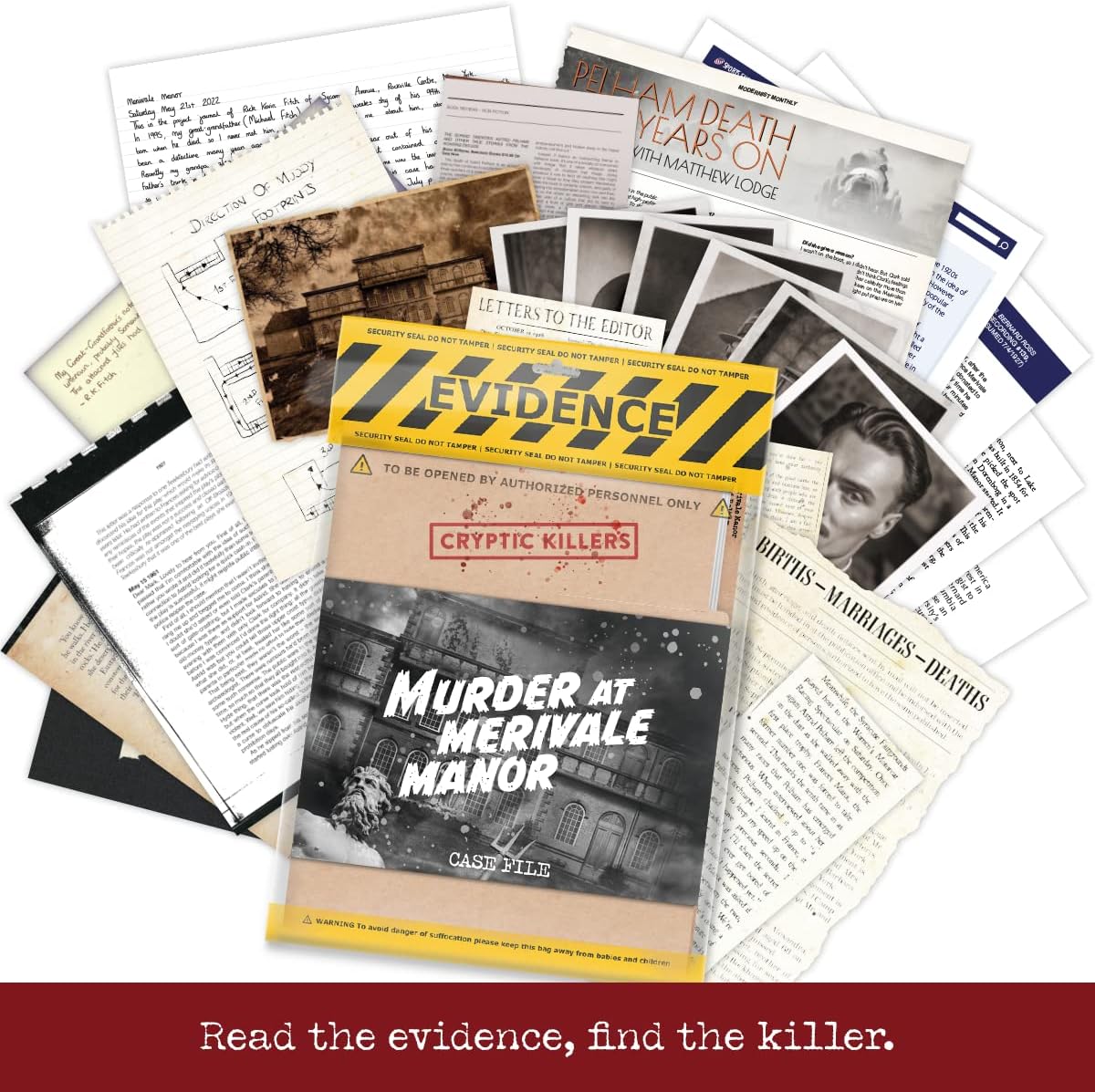 Cryptic Killers Unsolved murder mystery game - Cold Case Files Investigation Detective Evidence & Crime File - individuals, date nights & party games- Murder at Merivale Manor-5