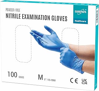 EUROPAPA® 100x nitrile gloves disposable gloves disposable gloves examination gloves nitrile gloves powder-free without latex non-sterile latex-free disposable gloves (M, Ocean Blue)