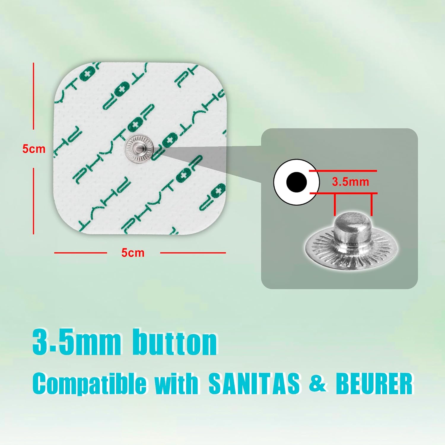 PHYTOP Tens Pads 24 PCS Replacement Pads for Sanitas & Beurer Tens Machine, Electro Pads with 3.5mm Snap Button Connection-1