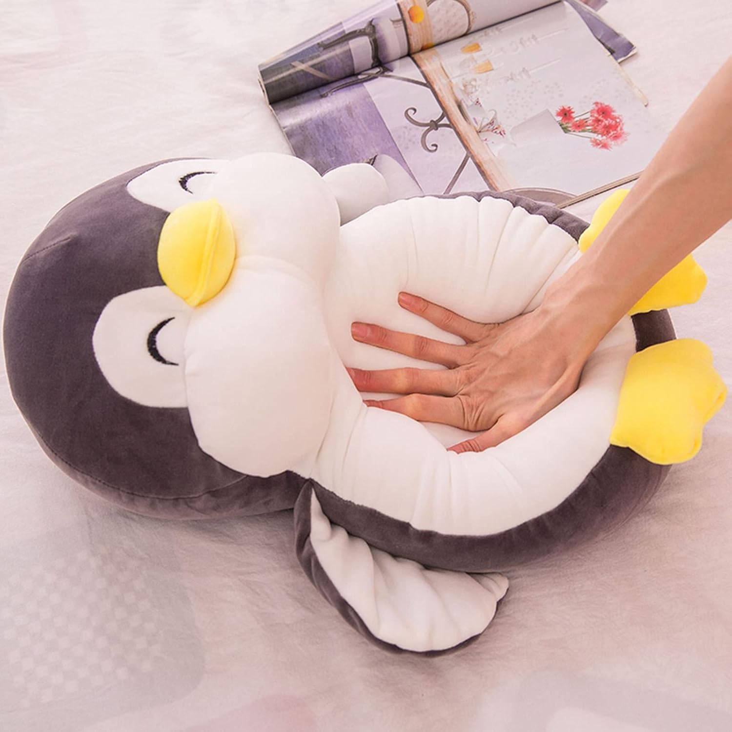 12 Inch Plush Penguin Stuffed Animal Penguin Hugging Pillow with Smile Face Cuddly Penguin Pillow Plushies Toy Penguin Huggable Anime Gifts for Kids And Lovers In Birthday, Valentines, Christmas...…-1