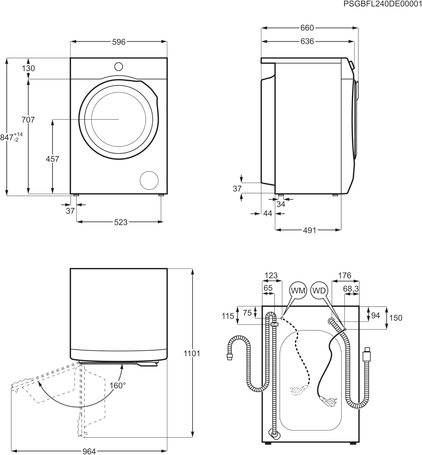 AEG 7000 Series Washing Machine LFR74164UC, UniversalDose ProSteam Freestanding Washing Machine using 96% less water, Large Capacity, 10kg Load, 1600rpm Spin, Energy Class A, White-2