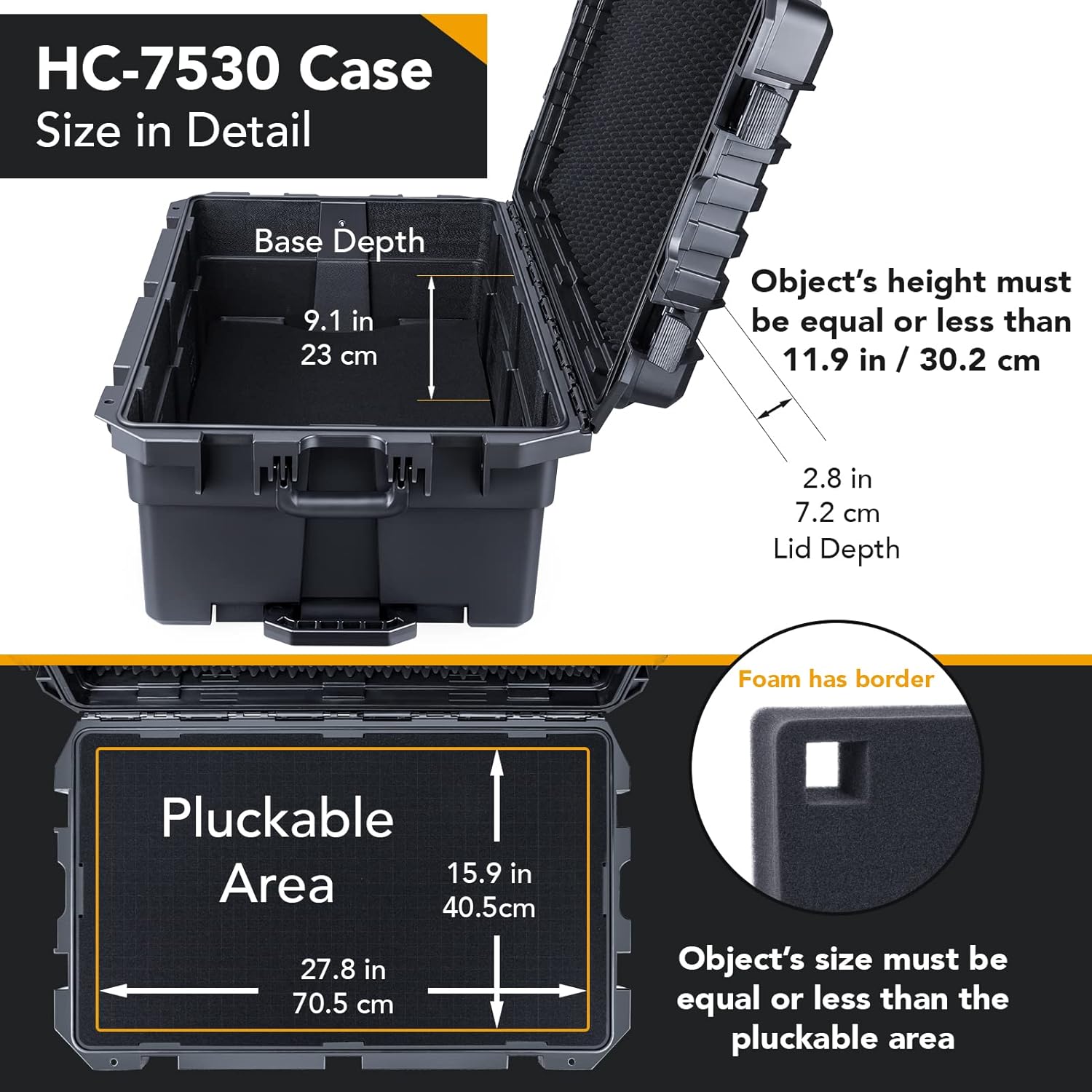 Lykus Large Hard Case Box with Foam Insert, Various Sizes, IP67 Waterproof, Suitable for Camera,Projector,Electronics and More-2