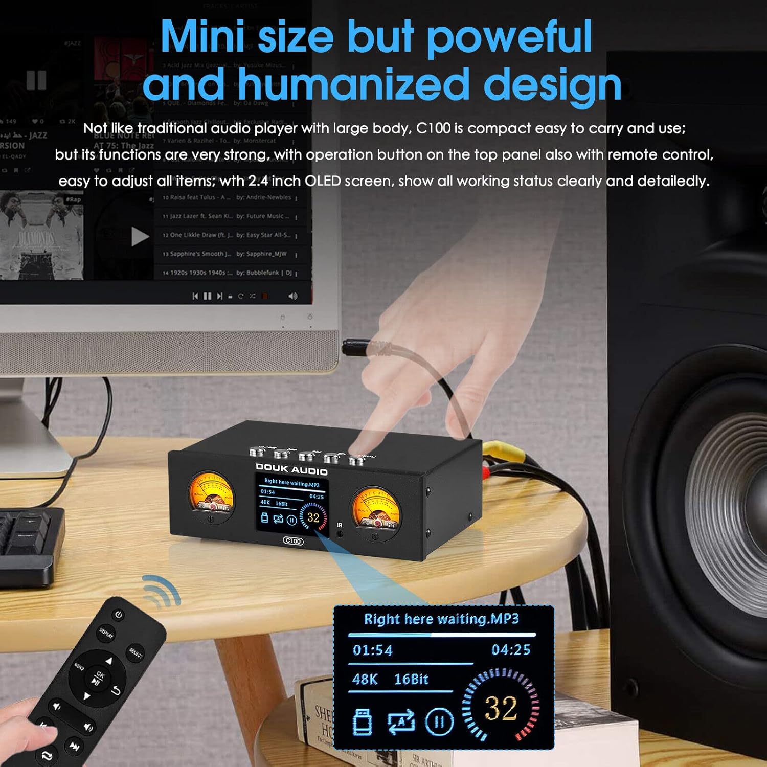 Douk Audio C100 Mini HiFi Preamp Digital Audio USB player Hi-res Music Streamer S/PDIF COAX/OPT Adapter DSD256 32Bit 384KHz-6