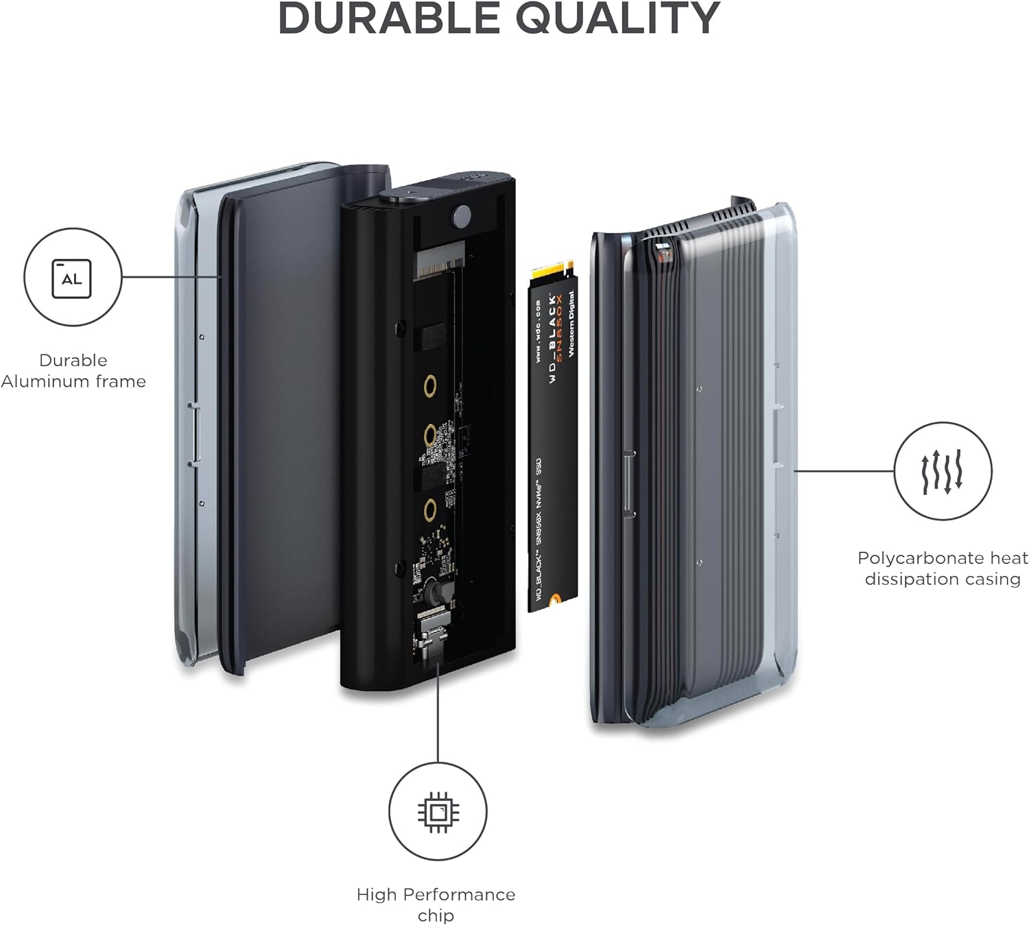 SATECHI M.2 Enclosure – NVMe SSD Enclosure - Supports USB4, 40 Gbps, up to 16TB, Aluminum Tool-Free Enclosure, Polycarbonate Casing and USAP SSD Trim for Sizes 2280/2260/2242mm-3