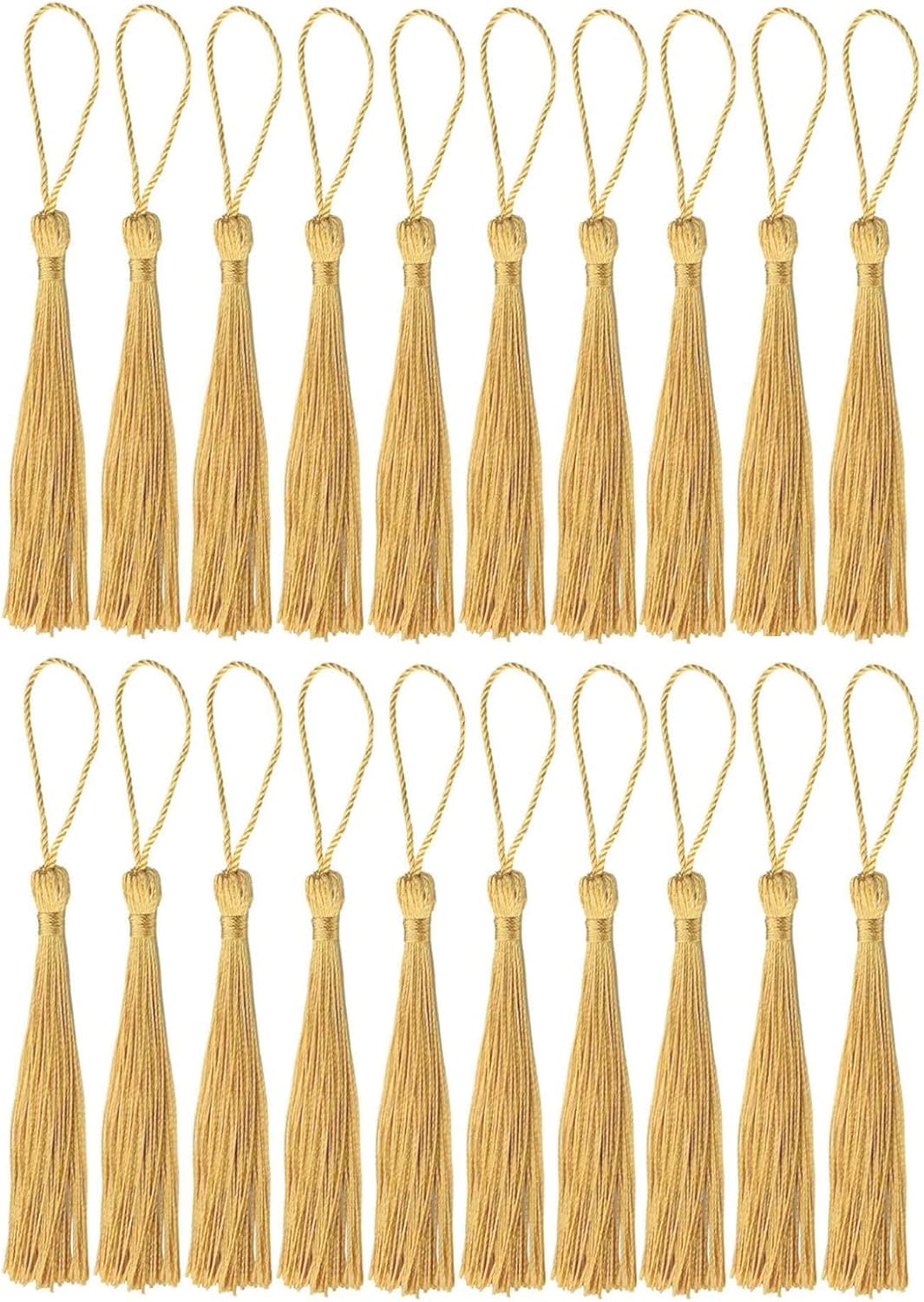 20pcs Silky Handmade Tassels Bookmarks Tassel Craft Floss Tassel with Cord Loop,Gold Bookmark Tassels,Silky Tassels Handmade Bookmarks Pendant for Bookmarks,DIY Craft,Jewelry Making,Home Decor(13cm)-0