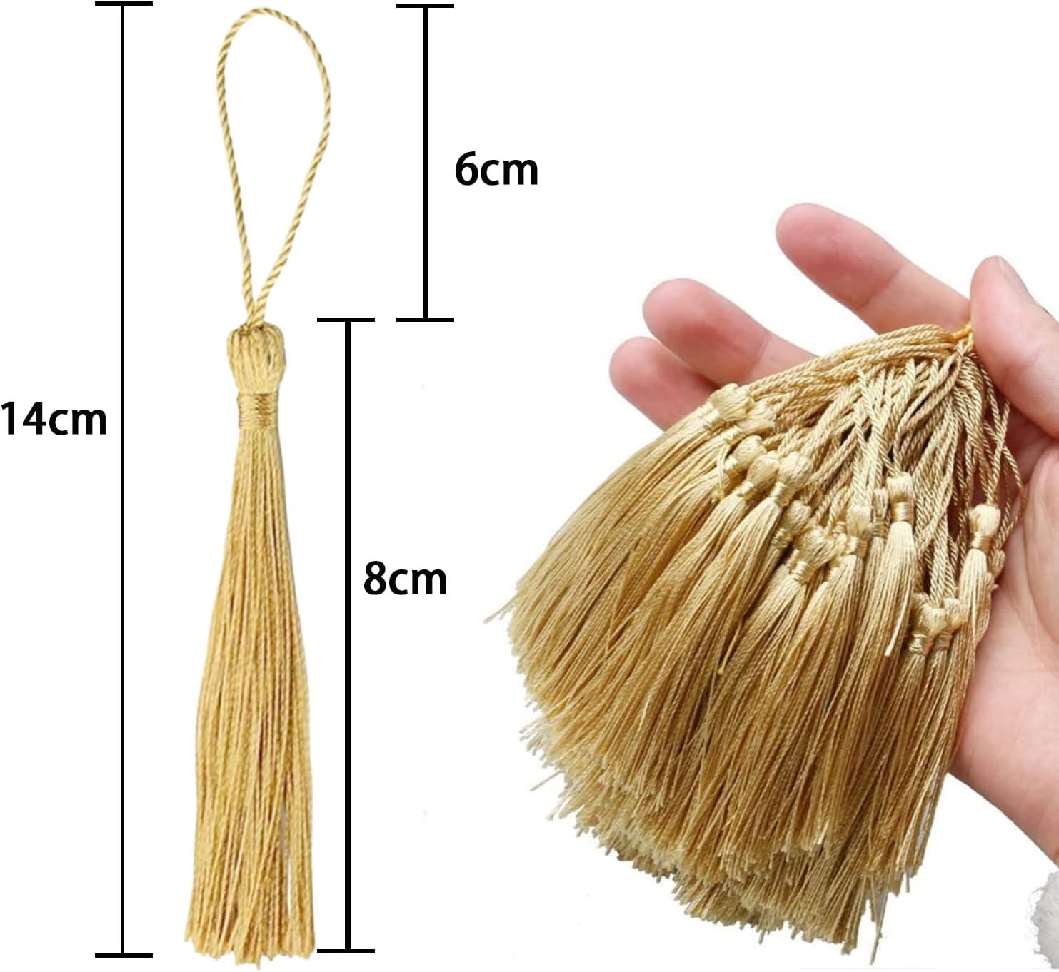 20pcs Silky Handmade Tassels Bookmarks Tassel Craft Floss Tassel with Cord Loop,Gold Bookmark Tassels,Silky Tassels Handmade Bookmarks Pendant for Bookmarks,DIY Craft,Jewelry Making,Home Decor(13cm)-1