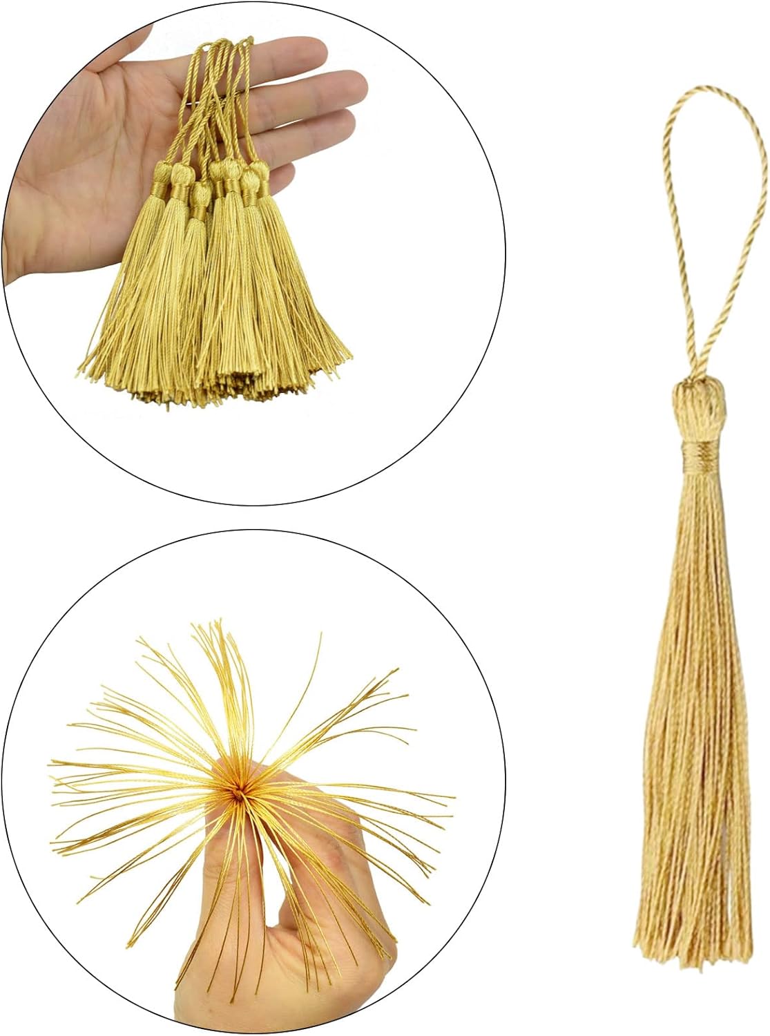 20pcs Silky Handmade Tassels Bookmarks Tassel Craft Floss Tassel with Cord Loop,Gold Bookmark Tassels,Silky Tassels Handmade Bookmarks Pendant for Bookmarks,DIY Craft,Jewelry Making,Home Decor(13cm)-2