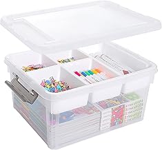 Citylife 16L Plastic Storage Boxes with Removable Tray Clear Craft Organizers with Compartments Storage Container for Organizing Bead, Tool, Sewing, Playdoh