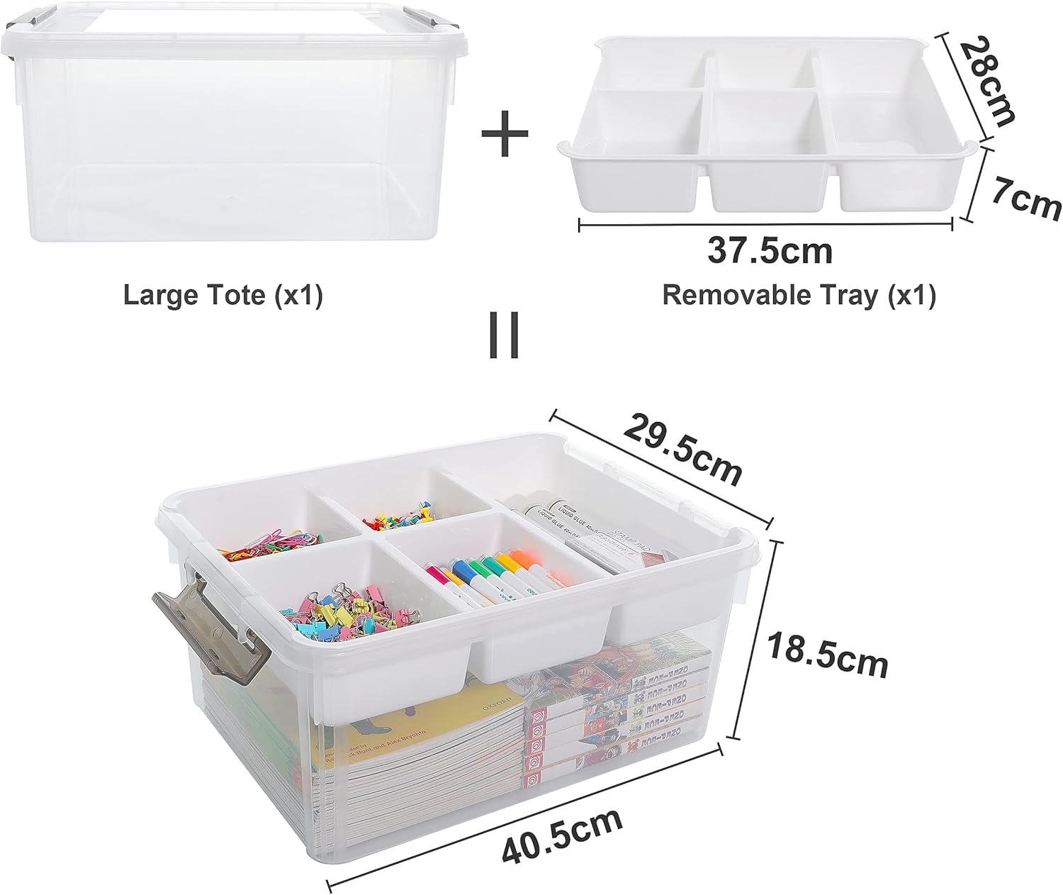 Citylife 16L Plastic Storage Boxes with Removable Tray Clear Craft Organizers with Compartments Storage Container for Organizing Bead, Tool, Sewing, Playdoh-1