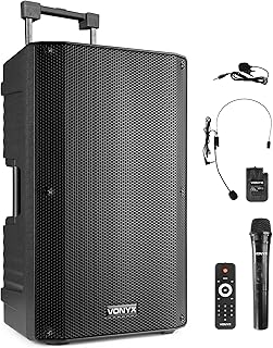 Vonyx VSA500BP 12-Inch Portable PA System with Wireless Mic & Headset | Battery-Powered Portable PA Speaker | Versatile Sound System for Events, Presentations, Performances, and Outdoor Activities