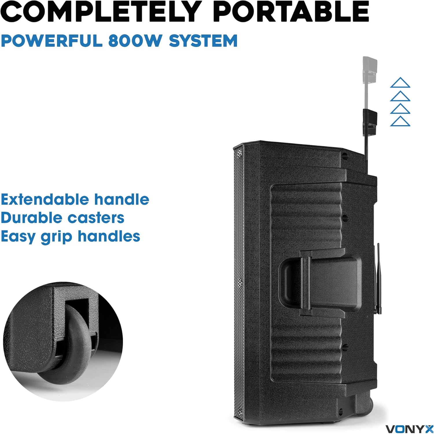 Vonyx VSA500BP 12-Inch Portable PA System with Wireless Mic & Headset | Battery-Powered Portable PA Speaker | Versatile Sound System for Events, Presentations, Performances, and Outdoor Activities-4