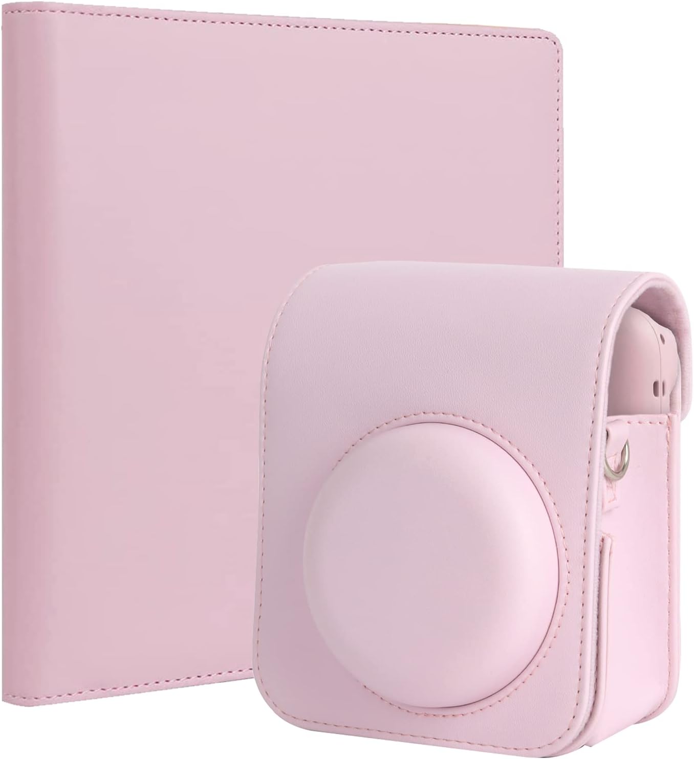 256 Pockets Mini Photo Album with Camera Case for Instax Mini 12 Camera (Pink)-0