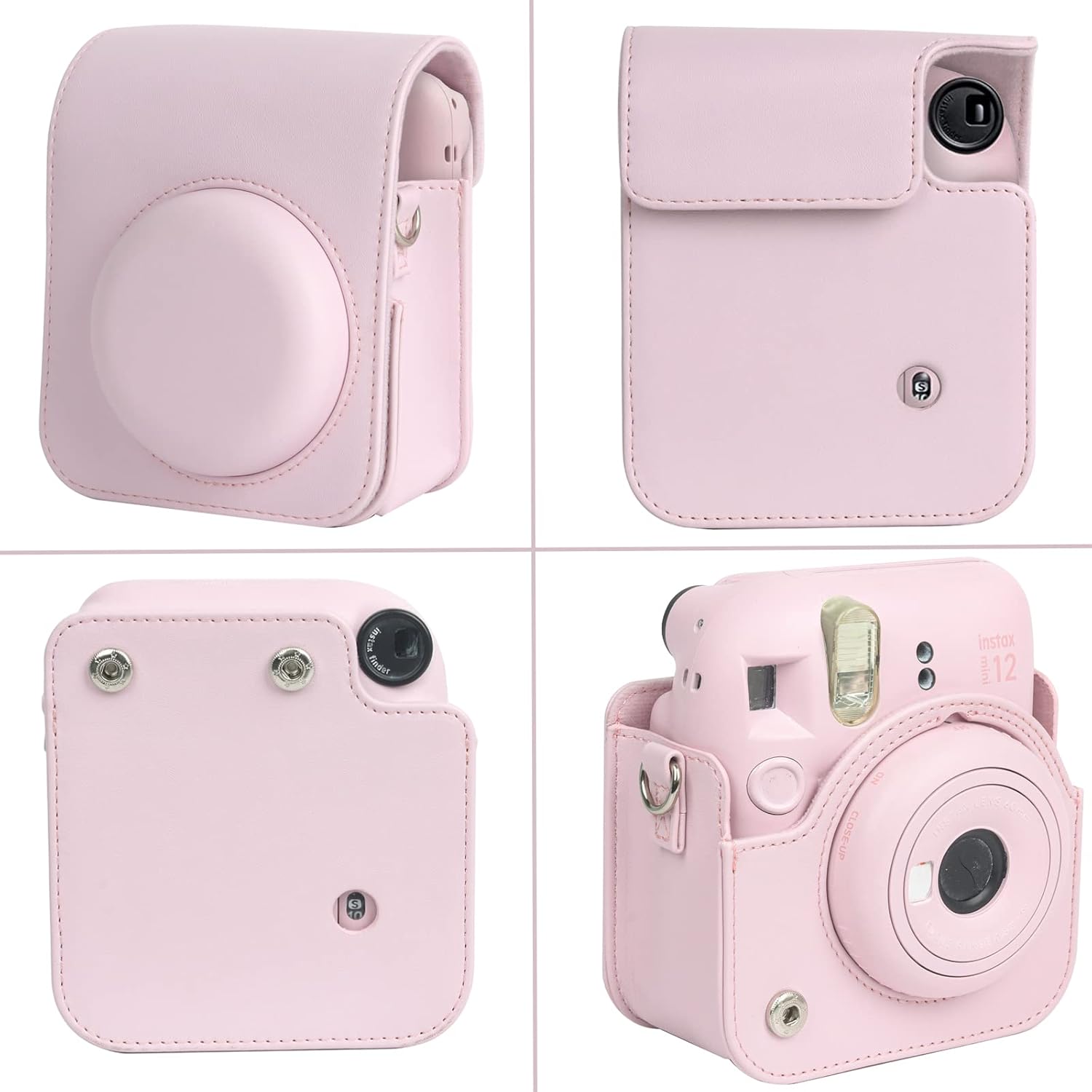 256 Pockets Mini Photo Album with Camera Case for Instax Mini 12 Camera (Pink)-1