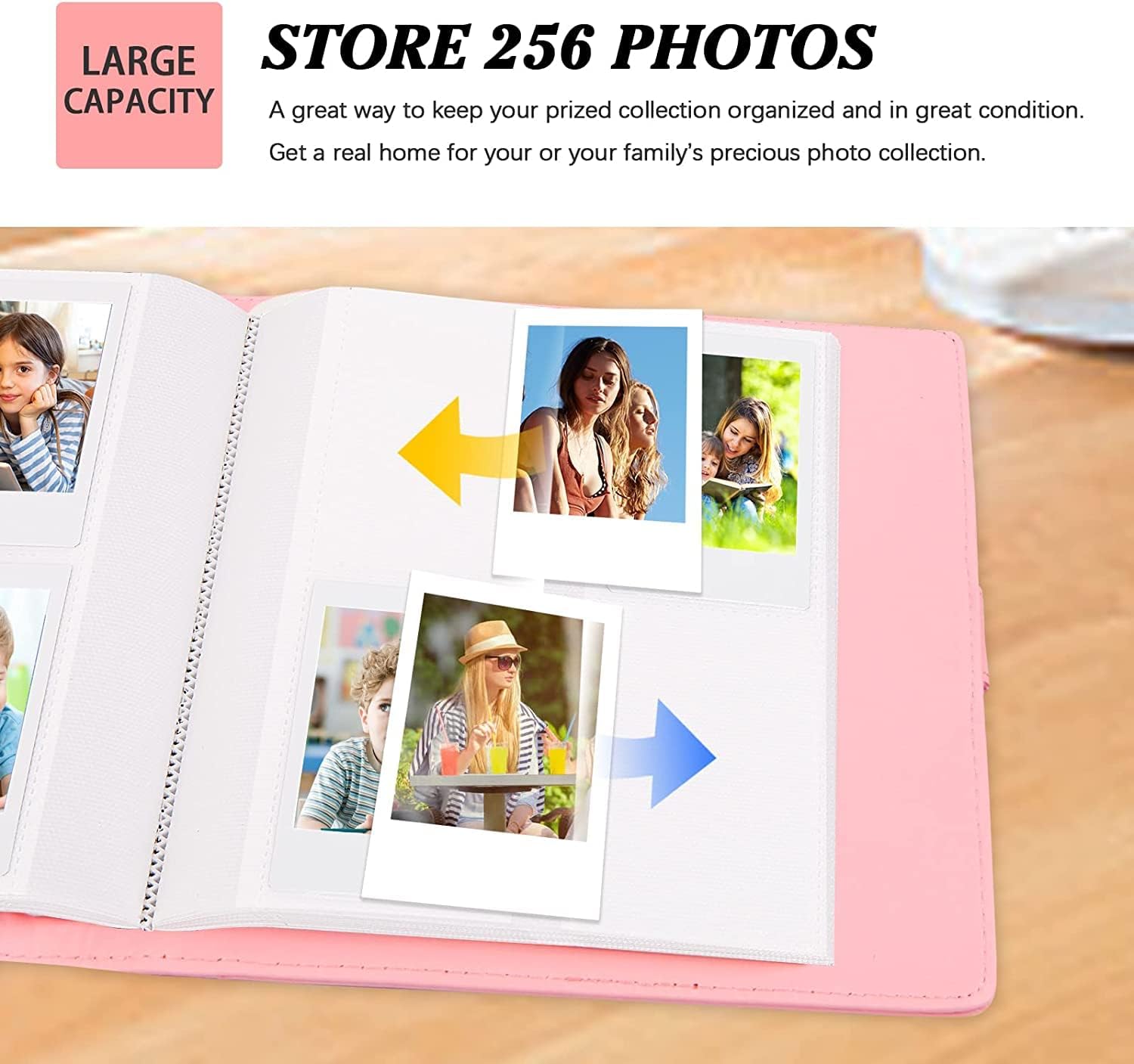 256 Pockets Mini Photo Album with Camera Case for Instax Mini 12 Camera (Pink)-2