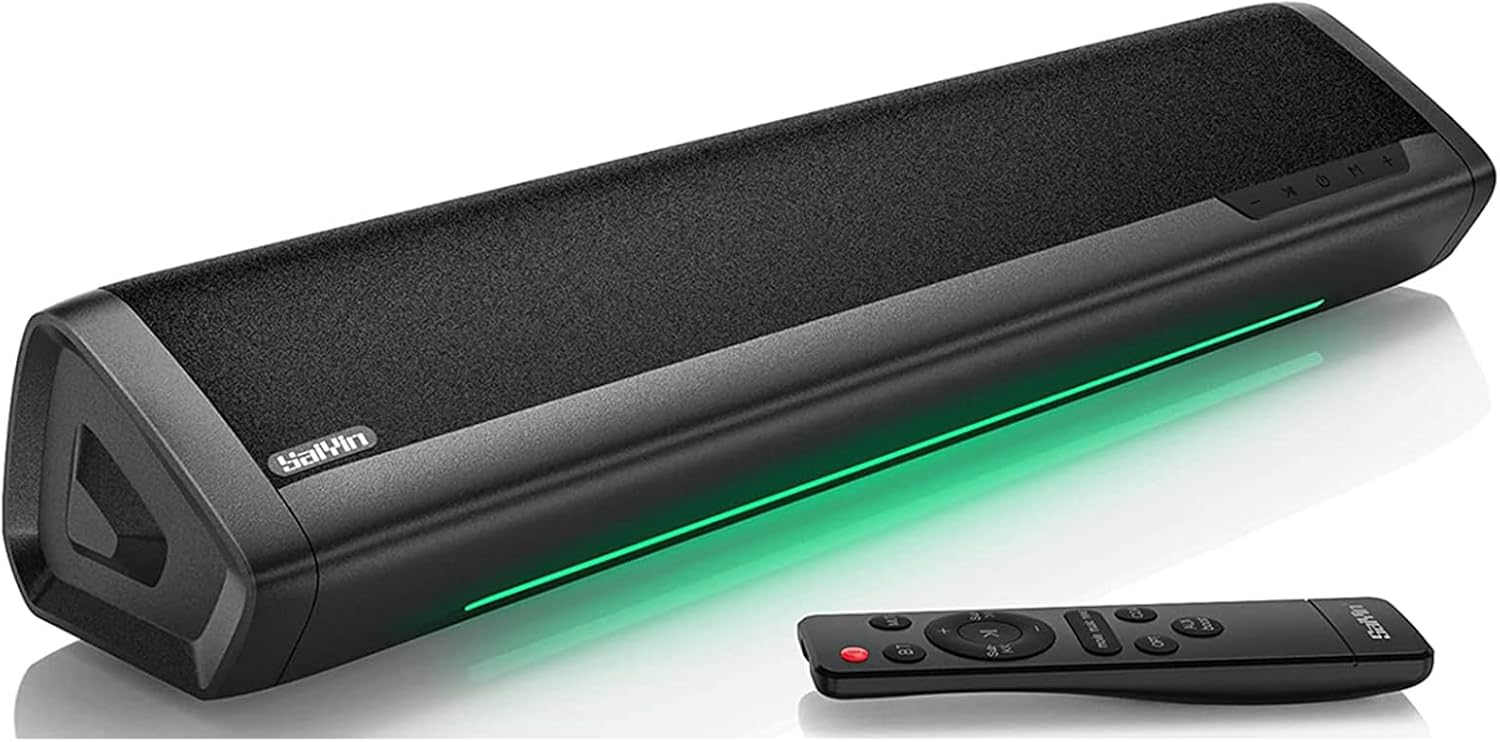 Saiyin Sound Bar for TV, Soundbar with Bluetooth,Optical, AUX Inputs, 17-Inch Small TV Sound Bar Speakers with Visual Volume Adjustment (17 inch, Balck, DS6305)-0