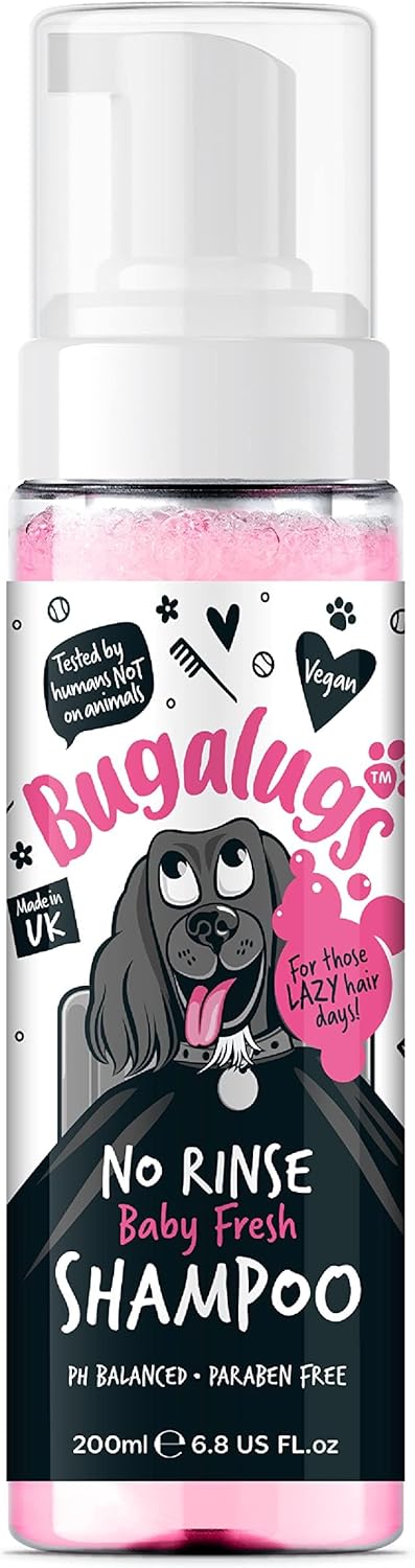 Bugalugs No Rinse Baby Powder Dog Shampoo – Dog coat Dry shampoo quick dog bath for dogs for itchy dog skin relief. Puppy Professional groom baby powder dog spray foam-0